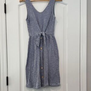 🟡 Caution To The Wind Navy Striped Midi Dress Size Small